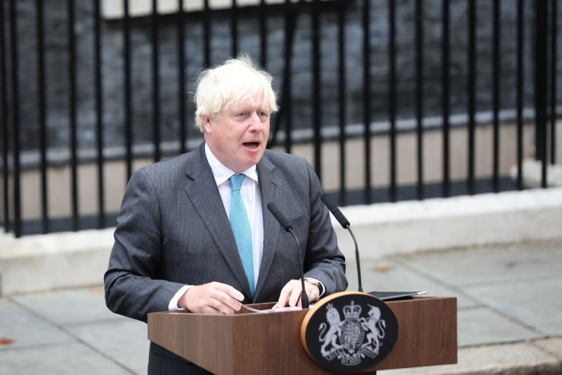 British Prime Minister Boris Johnson who is due to submit himself to Parliament's Privileges Committee on Wednesday for a televised grilling over lockdown parties, was forced to resign in July after a scandal-plagued two-and-half-years in office. File Photo by Hugo Philpott/UPI