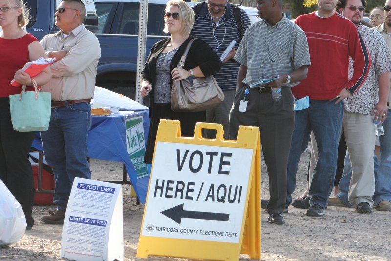 The Department of Justice announced it is suing Arizona over a new state law that will require proof of U.S. citizenship to vote in federal elections. File photo by Terry Schmitt/UPI