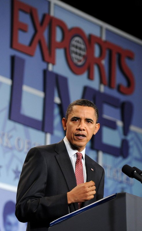 U.S. President Barack Obama delivers remarks to the Export-Import Bank's annual conference in Washington on March 11, 2010. UPI/Kevin Dietsch