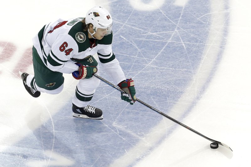 Mikael Granlund and the Minnesota Wild take on the Winnipeg Jets in the Stanley Cup playoffs on Sunday. Photo by John Angelillo/UPI