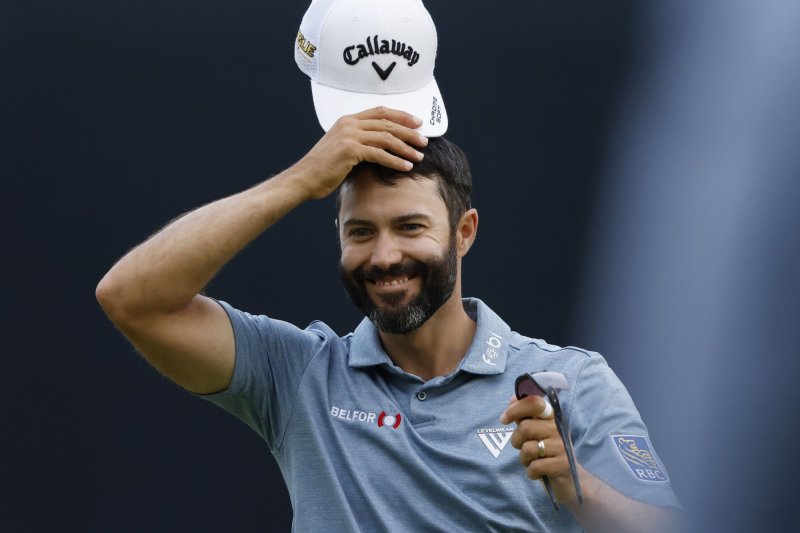 Adam Hadwin reacts on the 18th green during the first round of the 122nd U.S. Open Championship on Thursday at The Country Club in Brookline, Mass. Photo by John Angelillo/UPI