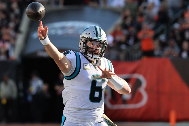 Former Carolina Panthers quarterback Baker Mayfield joined the franchise in a July trade from the Cleveland Browns. File Photo by John Sommers II/UPI