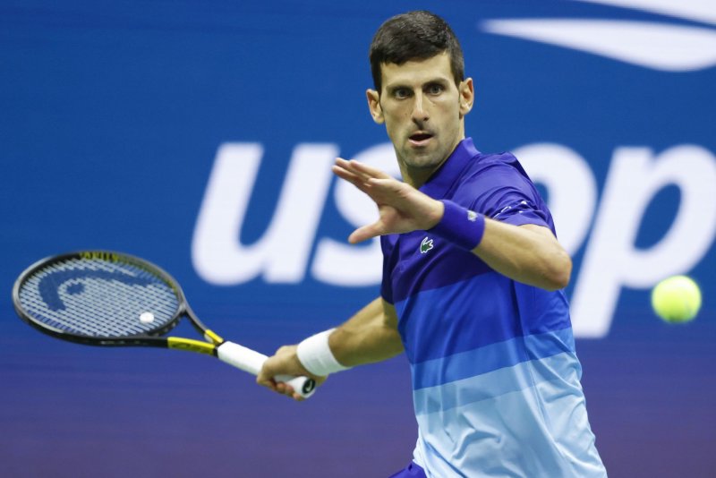 Novak Djokovic of Serbia could miss three of four Grand Slam tournaments in 2022 due to respective border entry requirements for COVID-19 vaccinations. File Photo by John Angelillo/UPI
