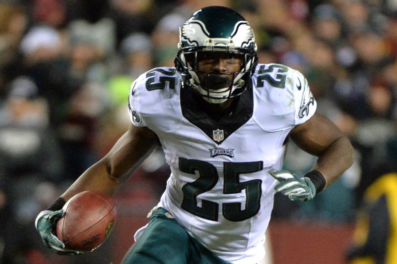 Running back LeSean McCoy, who will retire Friday with the Philadelphia Eagles, spent six of his 12 NFL seasons with the franchise. File Photo by Kevin Dietsch/UPI | <a href="/News_Photos/lp/e2569296b677ec11bb09f0ed957f7eb7/" target="_blank">License Photo</a>