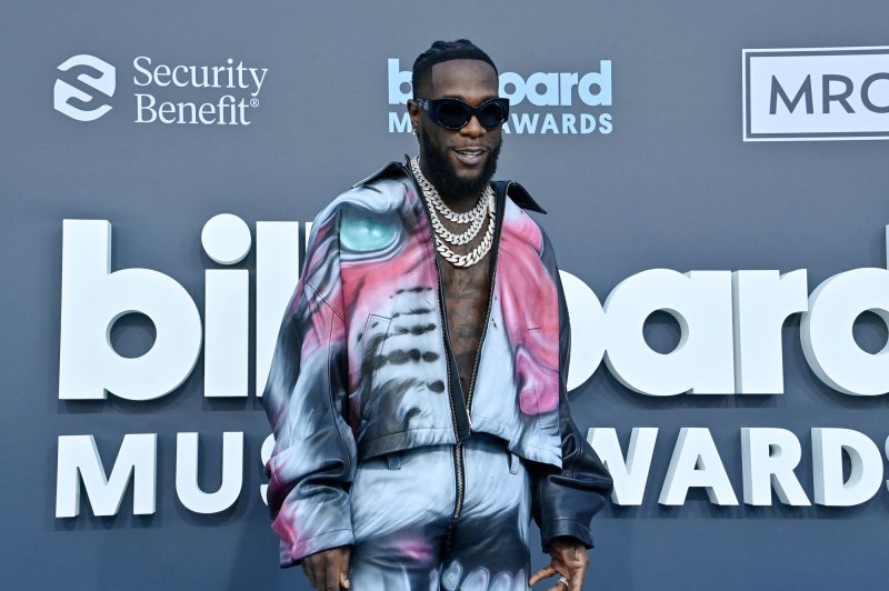 Burna Boy arrives at the Billboard Music Awards in Las Vegas on May 15, 2022. The Afrobeats star has just been announced as a performer at the NBA All-Star Weekend in Salt Lake City. File Photo by Jim Ruymen/UPI