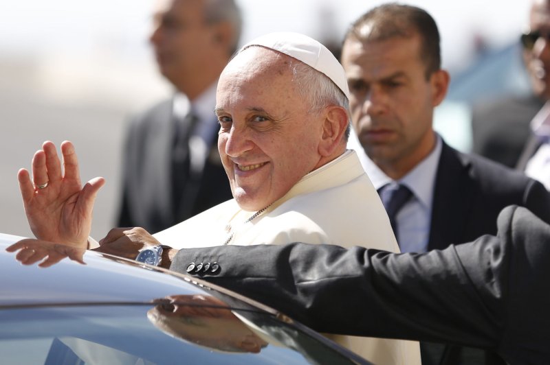 Pope Francis, a fan of Argentina's soccer team. UPI//Mohamad Torokman/Pool