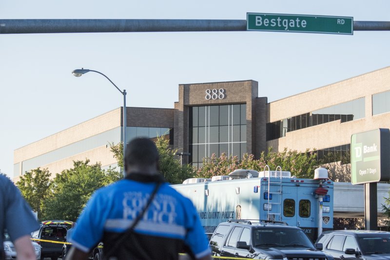 Five people died Thursday after a gunman opened fire in an Annapolis, Md., building where the Capital Gazette newspaper operates. Photo by Jay Fleming/EPA