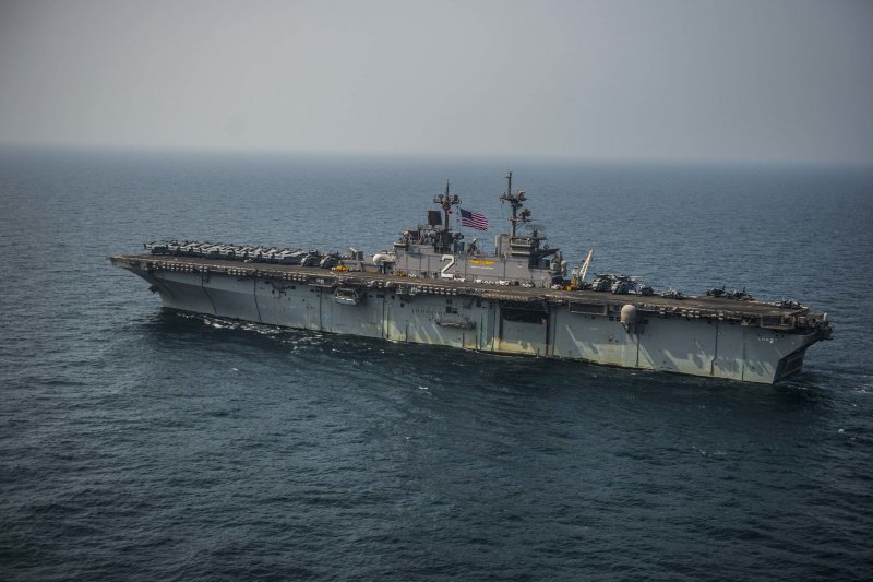 The Wasp-class amphibious assault ship USS Essex transited the Indian Ocean in recent days, ahead of exercises in the Philippine Sea, the U.S. Navy said. Photo by Mass Communication Specialist 2nd Class Bradley J. Gee/U.S. Navy