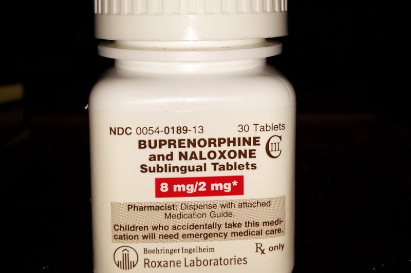 Bottle of Buprenorphine-naloxone (8mg-2mg respectively) combination tablets made by Generic manufacturer Roxanne Laboratories. Photo by Tmeers91/Wikimedia Commons