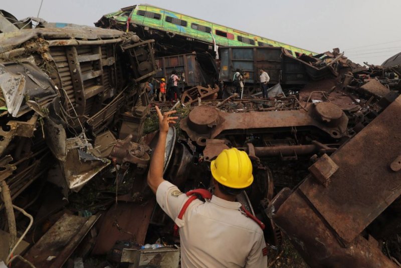 The National Disaster Response Force Rescue continued work at the site of a train accident at Balasore in India's eastern Odisha state on Saturday. Railway officials said the death toll from one of worst railway accidents in Indian history rose to 288. Photo by Piyal Adhikary/EPA-EFE