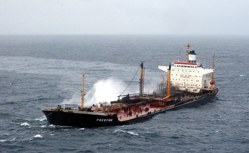 A Spanish court ruled British insurer the London Steam-Ship Owners' Mutual Insurance Association should pay a $1 billion fine for its role in the 2002 Prestige oil spill. Photo by Torrecilla/EPA