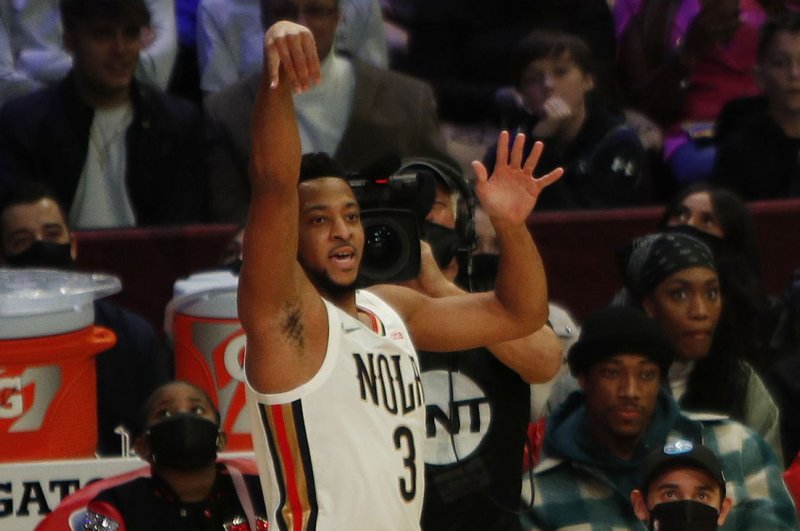 New Orleans Pelicans guard C.J. McCollum made all seven of his shots for 19 points in the second quarter of a win over the San Antonio Spurs on Wednesday in New Orleans. Photo by David Maxwell/EPA-EFE