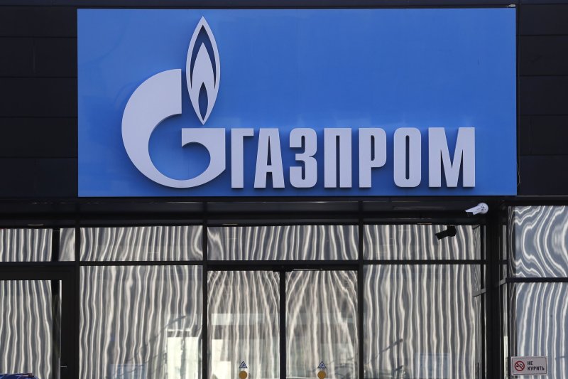 A Gazprom office in St. Petersburg, Russia. The Russian energy company said it could cut off the flow of gas to Western-friendly Moldova unless it settles its bills. File Photo by Anatoly Maltsev/EPA-EFE