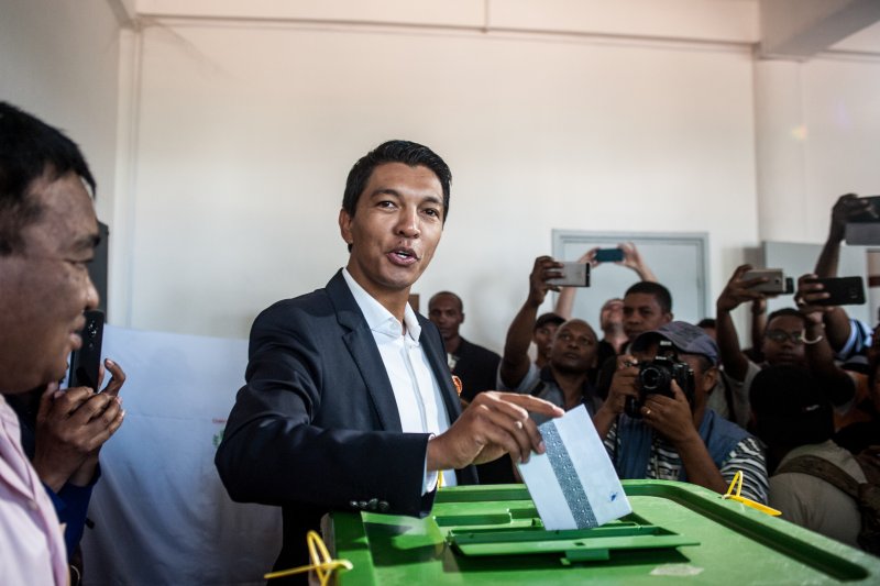 Political candidate Andry Rajoelina votes Wednesday in Madagascar's presidential election in Antananarivo, Madagascar. Photo by Henitsoa Rafalia/EPA-EFE