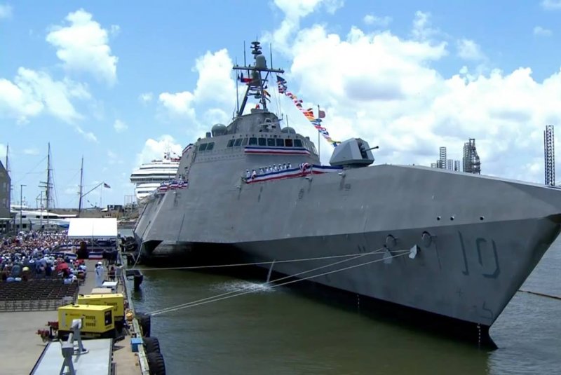 The LCS USS Gabrielle Giffords is christened in Port of Galveston, Texas, on June 10, 2017. The Navy plans to deploy the ship, named for the former U.S. House member who was shot in 2011, this fall from its homeport in San Diego. Photo by U.S. Navy