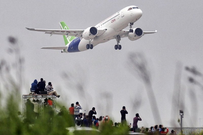 The first large passenger jet domestically-produced in China, the C919, is set to make its inaugural commercial flight this weekend. File Photo by Ming/EPA-EFE