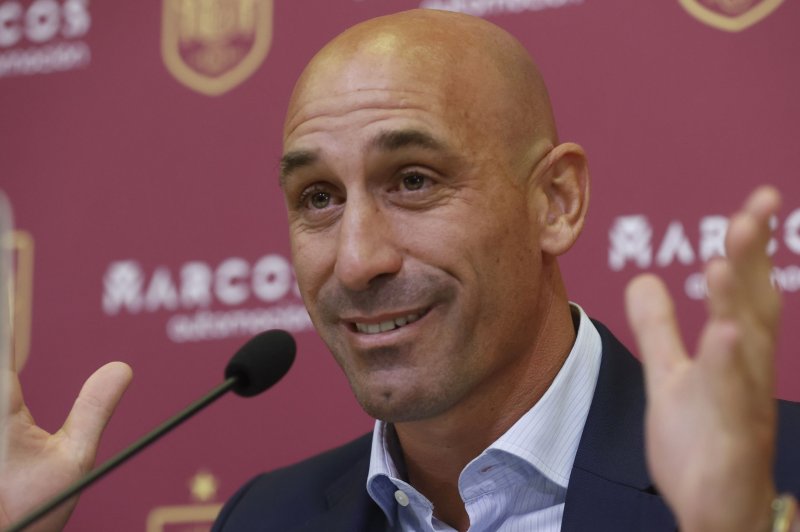 Former Spanish Football Association president Luis Rubiales has been banned from all soccer-related activities for three years. Photo by Juan Carlos Hidalgo/EPA-EFE