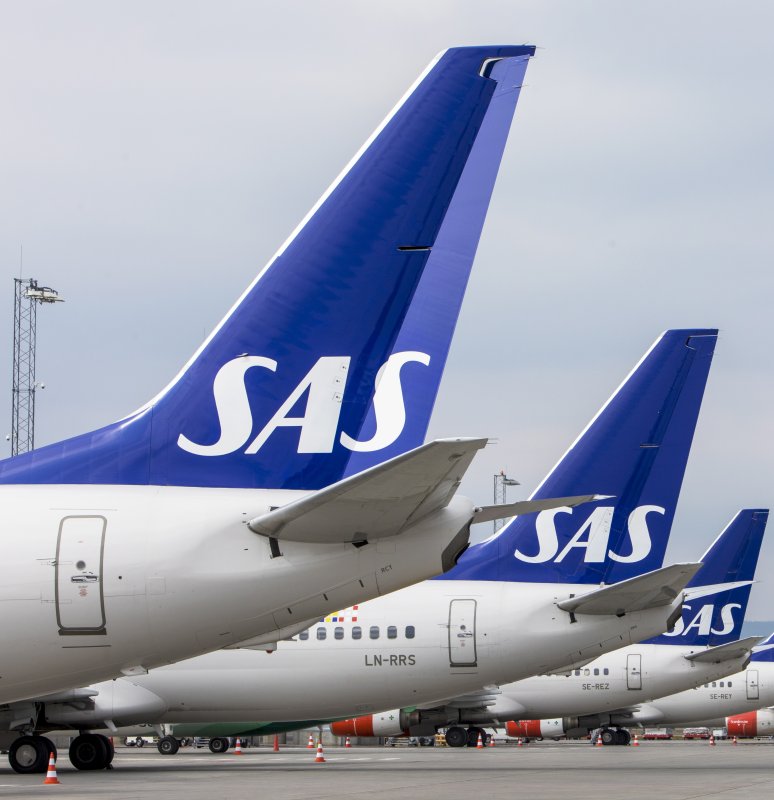 SAS, the national carrier of Sweden, Norway and Denmark, is one of the largest airlines in Europe and the largest carrier in Sweden and Denmark. File Photo by Ole Berg Rusten/EPA-EFE