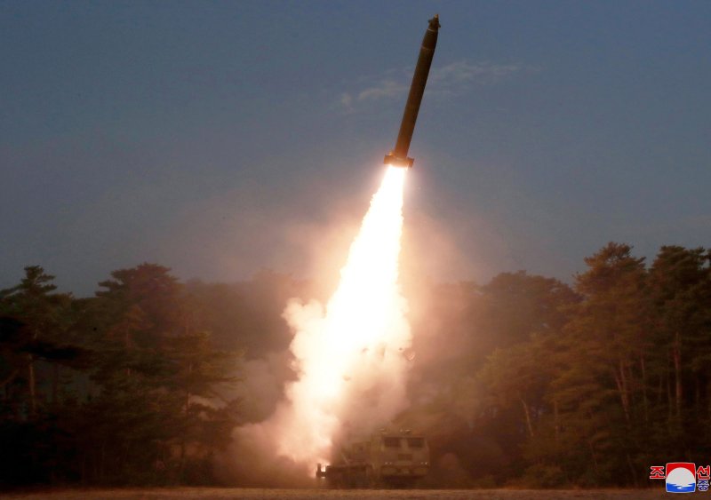 North Korea has not publicly tested weapons but fired an anti-ship cruise missile in July during training, according to a South Korean press report. File Photo by KCNA/EPA-EFE