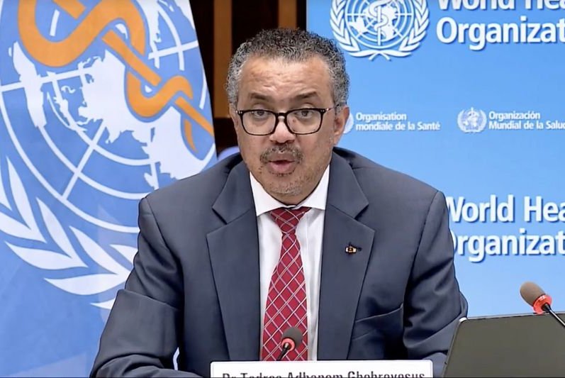 World Health Organization Director-General Tedros Adhanom Ghebreyesus said on Monday that the WHO will build on the European Union's COVID-19 digital certification system to create a global model. File Photo courtesy of Twitter