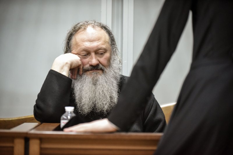 Pavel Lebed, the abbot of the Kyiv-Pechersk Lavra Monastery and Metropolitan of the Ukrainian Orthodox Church, attends a court hearing in Kyiv, Ukraine, on Saturday, where he was accused of being linked to Russia. Photo by Oleg Petrasyuk/EPA-EFE