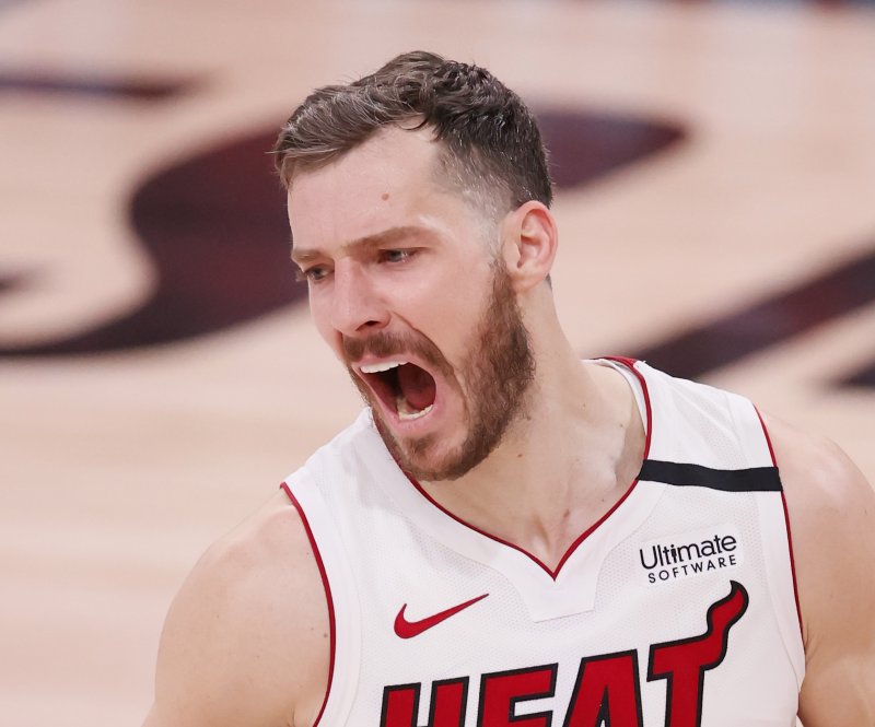 Former Miami Heat guard Goran Dragic, shown Sept. 17, 2020, started the season on the Toronto Raptors' roster before being traded to the San Antonio Spurs at the trade deadline. He became a free agent after his contract was bought out. File Photo by Erik S. Lesser/EPA-EFE