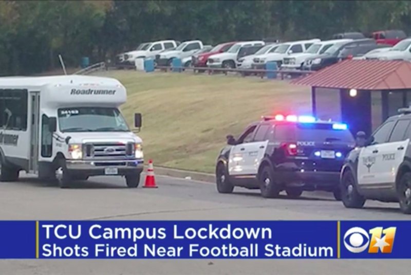 Argument leads to shots fired near TCU Campus in Fort Worth, Texas on Tuesday. Screenshot courtesy of CBS Dallas-Fort Worth.