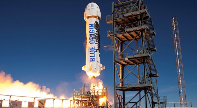Blue Origin's New Shepard rocket lifts off from Texas earlier this month. File Photo courtesy of Blue Origin