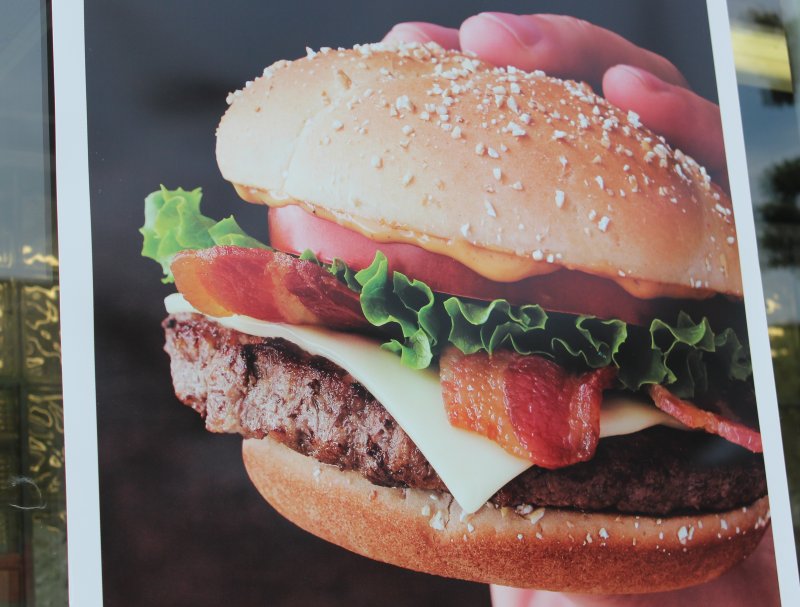 A bacon cheeseburger advertised in Washington, DC. (File/UPI/Billie Jean Shaw)