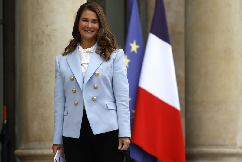 Melinda Gates arrives for a meeting with French President Emmanuel Macron at the Elysee Palace, in Paris on July 1. Photo by Ian Langsdon/EPA-EFE
