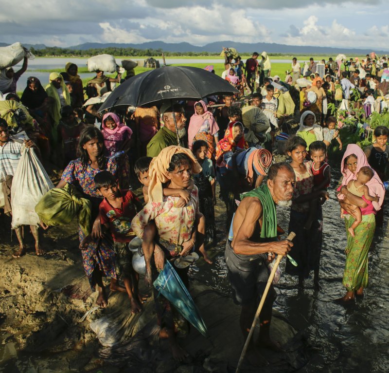Hundreds of Rohingya enter Bangladesh from Budichong, Myanmar, in 2017. File Photo by Abir Abdullah/EPA-EFE