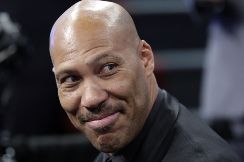 LaVar Ball, the father of NBA prospect Lonzo Ball, in attendance before the first round of the 2017 NBA Draft on June 22 at the Barclays Center in Brooklyn, New York. Photo by Jason Szenes/EPA