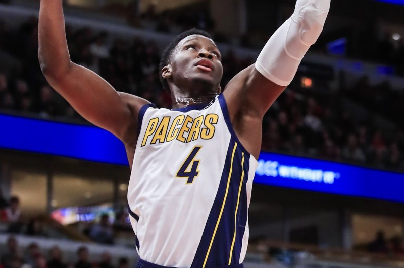 Former Indiana Pacers guard Victor Oladipo (pictured) was traded to the Houston Rockets in January as part of the James Harden blockbuster deal. File Photo by Tannen Maury/EPA-EFE