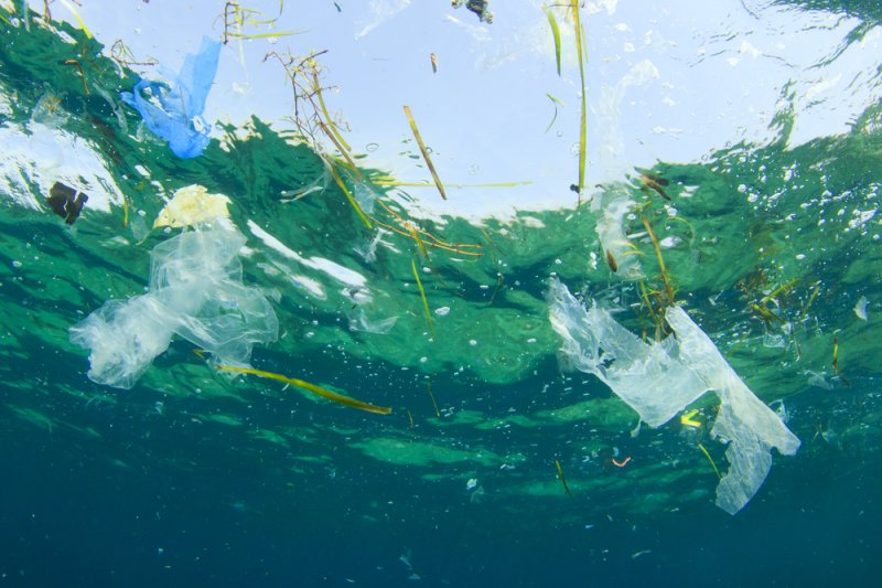 Plastic pollution in the ocean. According to the Ocean Conservancy, 8 million metric tons of plastics enter the world's oceans each year. File Photo by Rich Carey/Shutterstock