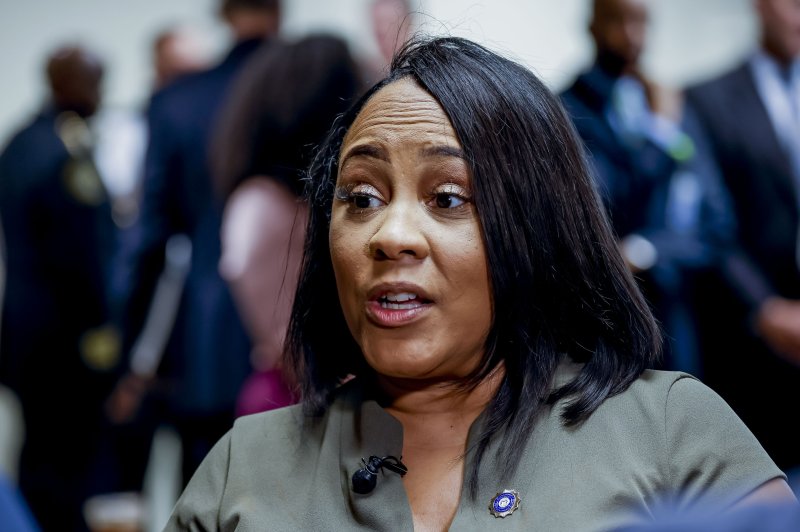 Fulton County District Attorney Fani Willis has requested an emergency protective order to protect court materials after footage of witnesses discussions with prosecutors was leaked. File Photo by Erik S. Lesser/EPA_EFE