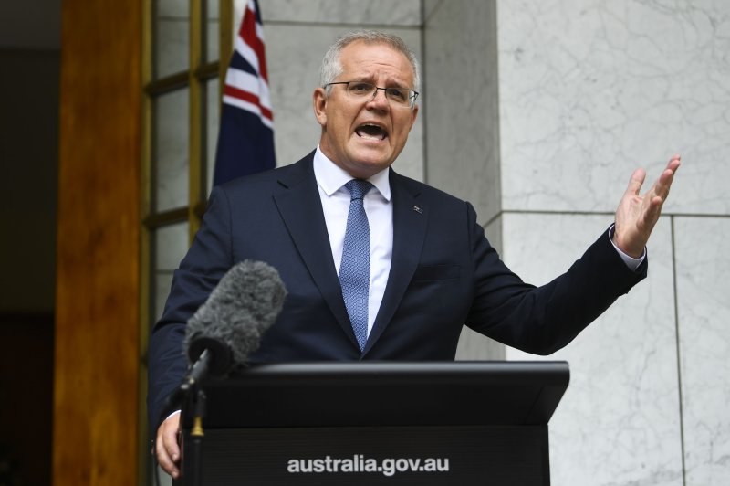 Scott Morrison, Australia's PM from 2018 to last May, offered an apology on Tuesday and said the self-appointments were made only to use in case of emergency due to the COVID-19 pandemic. File Photo by Lukas Coch/EPA-EFE