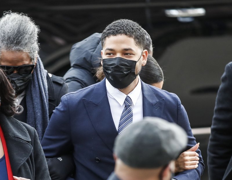 On the third day of Jussie Smollett's trial, his friend testified that the actor recruited him to attack him &nbsp;Jan. 29, 2019. Photo by Tannen Maury/EPA-EFE