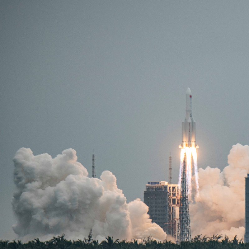 A Long March 5B rocket carrying China's Tianhe space station core module lifts off from the Wenchang Spacecraft Launch Site in Hainan Province, China, in April 2021. Another rocket ws launched last wee,k and debris fell into the Indian Ocean on Saturday. File Photo by Matjaz Tancic/EPA-EFE