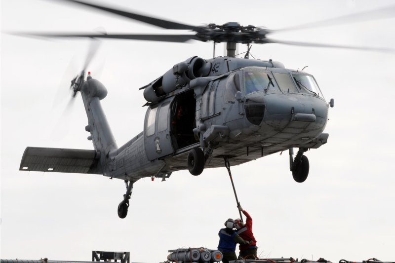 The Navy said the MH-60S chopper, similar to this one, was operating off the USS Abraham Lincoln when it went into the water about 60 nautical miles off San Diego, Calif.&nbsp;File Photo by Specialist 3rd Class Shawn J. Stewart/U.S. Navy/UPI
