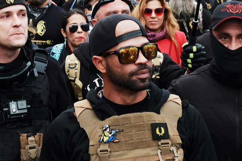 An ex-supervisor in the Metropolitan Police Department of the District of Columbia's intelligence unit was indicted this week for alerting Enrique Tarrio (pictured), the leader of the far-right Proud Boys group of a warrant for his arrest ahead of the Jan. 6, 2021 U.S. Capitol insurrection. File Photo by Gamal Diab/EPA-EFE