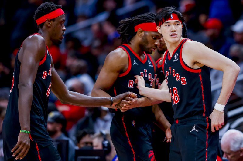 Forward Pascal Siakam (L) and the Toronto Raptors still trail 3-2 in their best-of-seven game playoff series with the Philadelphia 76ers. Photo by Erik S. Lesser/EPA-EFE