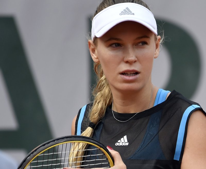 Caroline Wozniacki won her first set against Veronika Kudermetova but lost the final two sets in her first round match at the French Open on Monday in Paris. Photo by Julien De Rosa/EPA-EFE