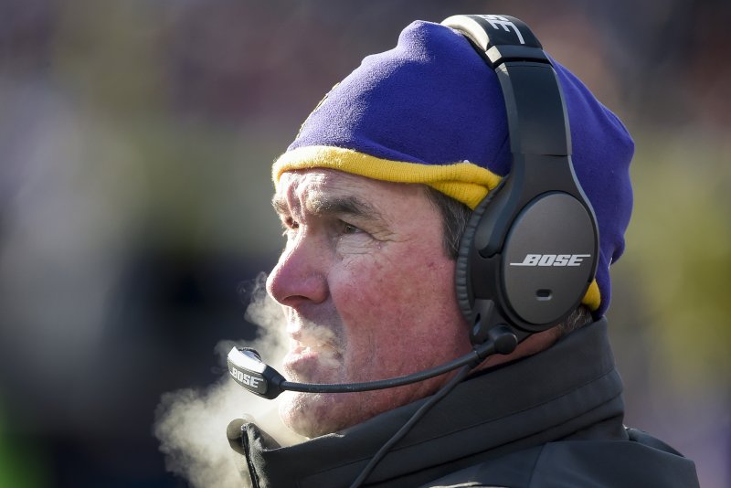 Minnesota Vikings head coach Mike Zimmer coaches against the Seattle Seahawks in the second half of a 2016 NFC Wild Card Playoff game in Minneapolis, Minn. File photo by Craig Lassig/EPA