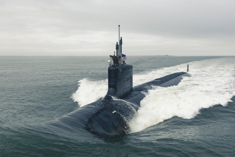 The Virginia-class attack submarine Pre-Commissioning Unit Indiana (SSN 789) departs Newport News Shipbuilding to conduct Alpha sea trials in the Atlantic Ocean. Indiana will be commissioned Saturday, Sept. 29, 2018, in Port Canaveral, Fla. Photo by Matt Hildreth/General Dynamics Electric Boat/U.S. Navy