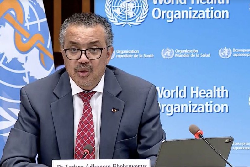 World Health Organization Director-General Tedros Adhanom Ghebreyesus, initially called for a moratorium on vaccine booster shots last September. WHO changed course and now supports booster shots. File Photo by World Health Organization /Twitter<br>