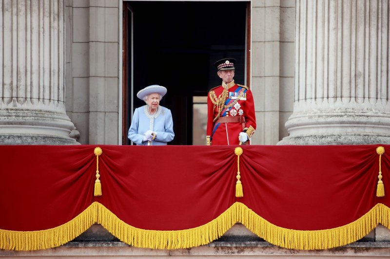 Her Majesty The Queen (L) and His Royal Highness The Duke of Kent (R) on the balcony of Buckingham Palace during the Platinum Jubilee celebration earlier this month. Since then, Queen Elizabeth II has set a record as the second-longest reigning monarch. File Photo by Sgt. Donald D. Todd/British Ministry of Defense/EPA-EFE