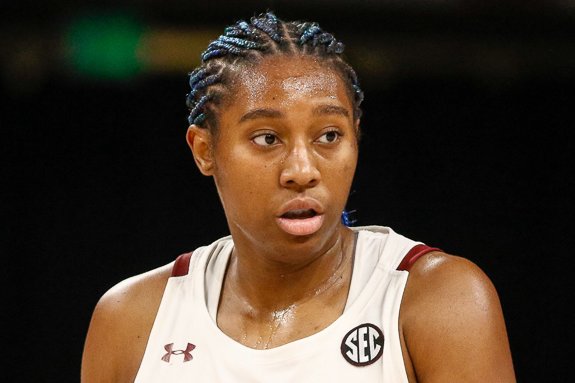 Reigning Wooden Award winner Aliyah Boston led South Carolina to an 86-75 win over Maryland in the Elite Eight of the 2023 NCAA Division I women's basketball tournament Monday in Greenville, S.C. Photo by Chris Gillespie/Gamecock Center/Wikimedia Commons