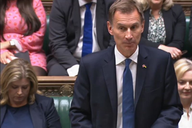 Britain's Chancellor, Jeremy Hunt, called for optimism Friday as he unveiled a four-point plan to turn around the country's economic fortunes. Photo courtesy of the U.K. Parliamentary Recording Unit/EPA-EFE