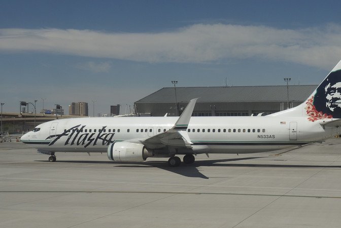 An Alaska Air passenger jetliner on the runway at McCarran International Airport in Las Vegas, Nevada, In April 2016. File Photo by John G. Mabanglo/EPA