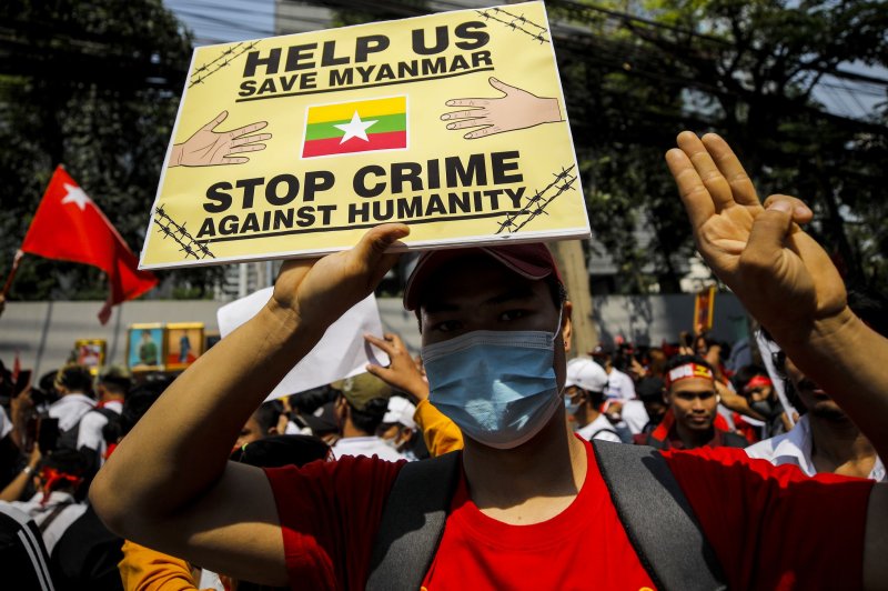 The European Union imposed a slew of sanctions on Monday targeting nine people and seven entities connected to the ruling Myanmar government. Photo by Diego Azubel/EPA-EFE